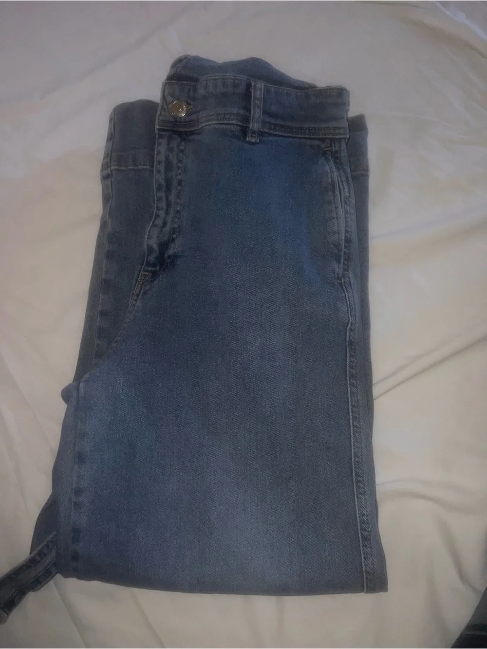 Free People Light Blue Straight-Leg Denim Overalls